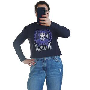 Wednesday Addams Crop  long sleeve T-shirt  Size M